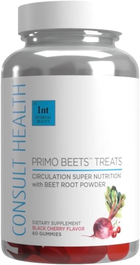 Consult Health - Primo Beets Treats Gummies - Circulation Super Nutrition med Beet Root Powder - Black Cherry Flavor