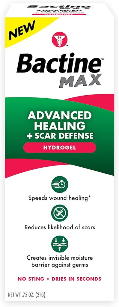 Baktin MAX Advanced Healing Hydrogel med Scar Defense - Snabbare läkning och första hjälpinfektionsskydd med naturliga ingredienser - Scar Prevention Gel - 0.75oz