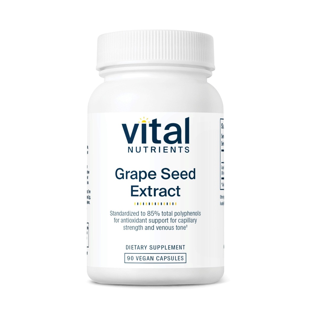 Vital Nutrients Grape Seed Extract 100mg | Potent Antioxidant och stöd för cirkulation, Capillary och Vein Health | Gluten, Dairy, Soy Free | Non-GMO | 90 kapslar