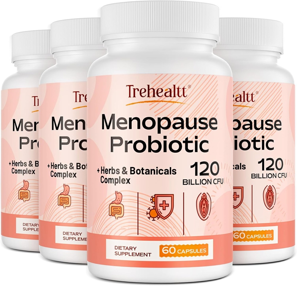 Klimakteriet kosttillskott för kvinnor, 120 miljarder CFU Probiotic, 13-i-1 Herbs & Botanicals Complex, för Hormon Menopause, Hot Flashes, Night Sweats, Mood Swings, Sleep Disturbances, Vegan, 240 Capsules