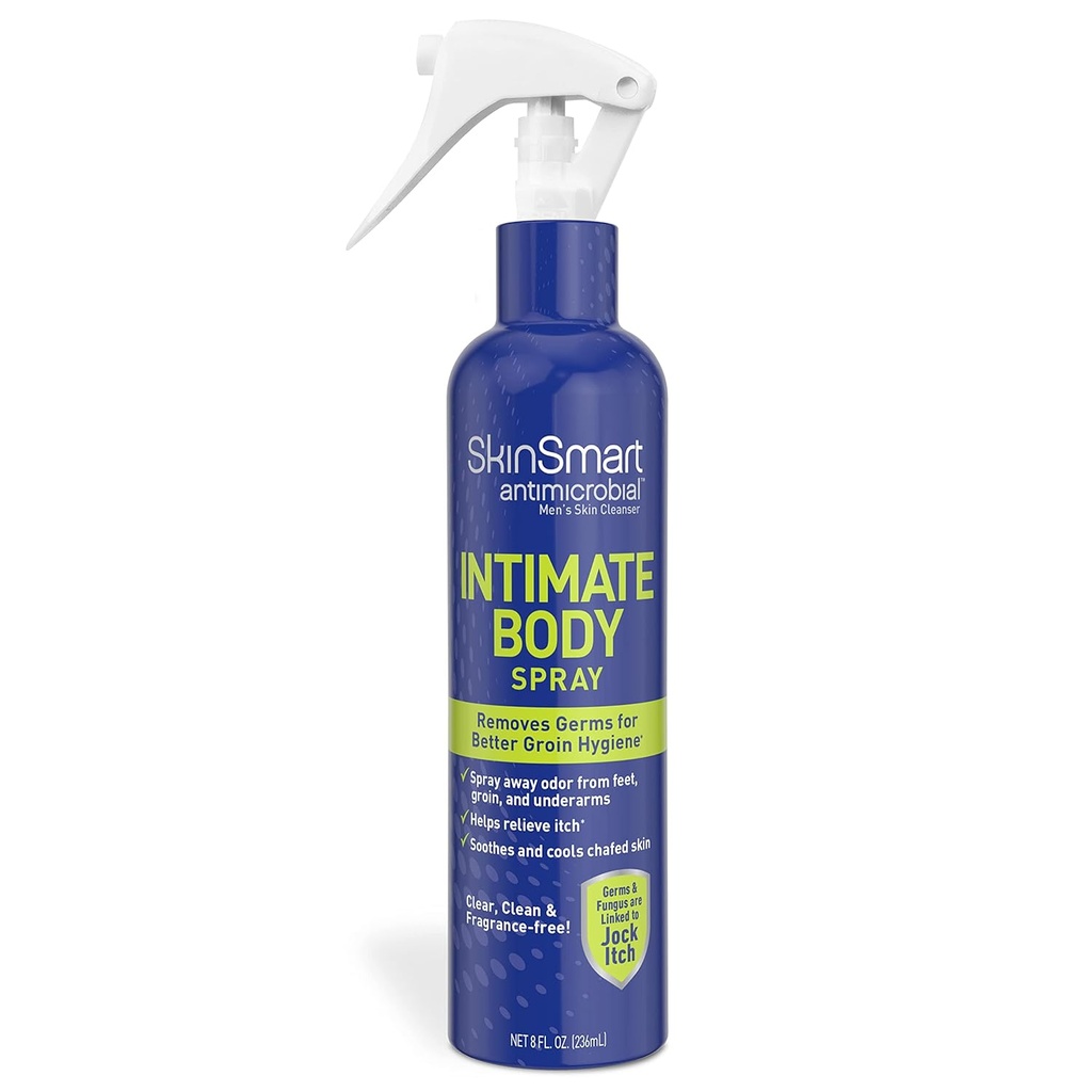 SkinSmart Mäns intima spray, Hypochlorous Based Shower i en flaska, tar bort bakterier kopplad till Jock Itch och Foul Odors för, 8 oz Spray Bottle