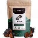 Longevity Botanicals Organic Chaga Mushroom Extract Powder 100g | Koncentrerad 10:1 Ratio | 100% Fruiting Bodies | Inonotus Obliquus Natural Supplement för immun Funktion, Antioxidanter & Vitalitet