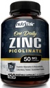 NutriFlair Zink Picolinate 50mg, 120 kapslar - Maximal Absorption Zink Supplement Pills - Immunsystem Booster, Immunity Defense, Kraftfull Non-GMO Antioxidant - Jämför med glukonat, Citrat, Oxid