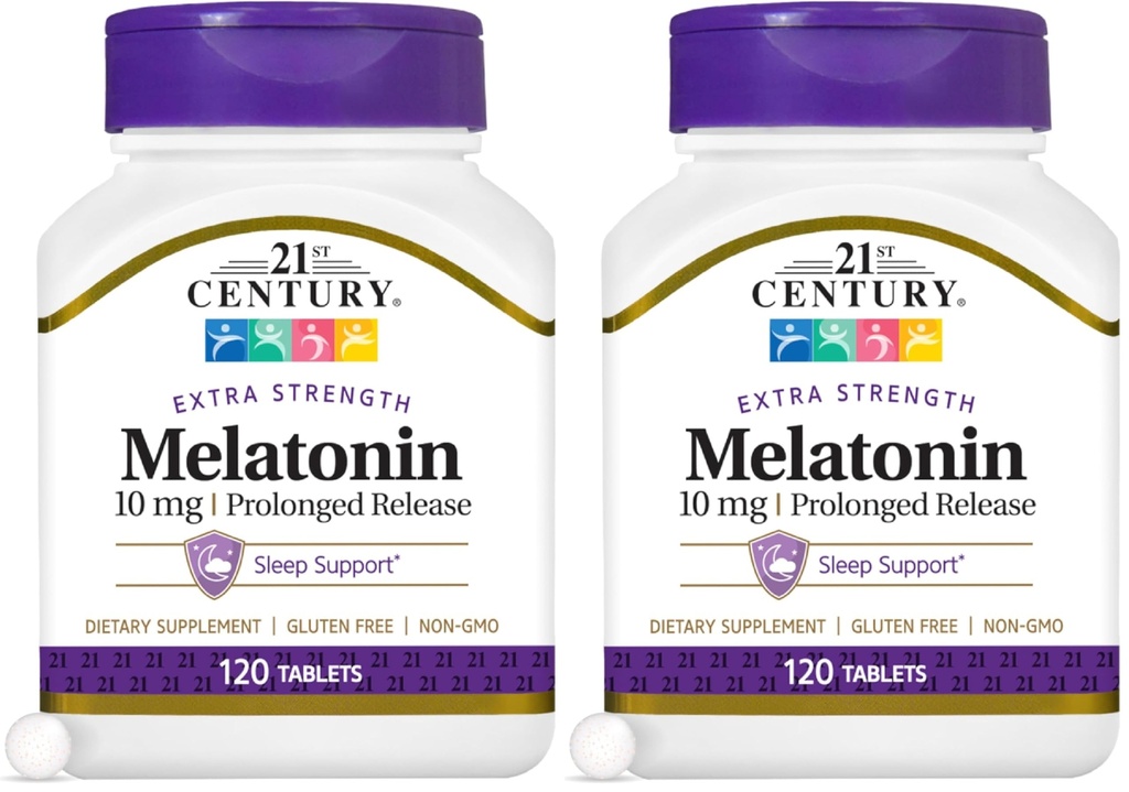 21st Century Melatonin 10 Mg långvarig frisättning, 120 greve (Pack of 2)