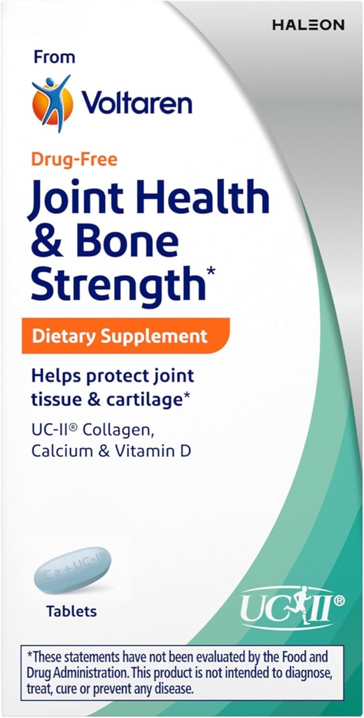 Voltaren Joint Health and Bone Strength Dietary Supplement från Voltaren, med UC-II (R) Collagen, Calcium och Vitamin D för hälsosam åldrande av Joint Tissue and Cartilage - 30 Count Bottle