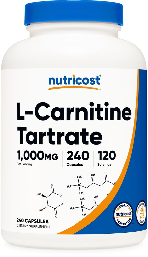 Nutricost L-Carnitine Tartrate 1000mg, 240 kapslar - 500mg per kapsel, 120 portioner