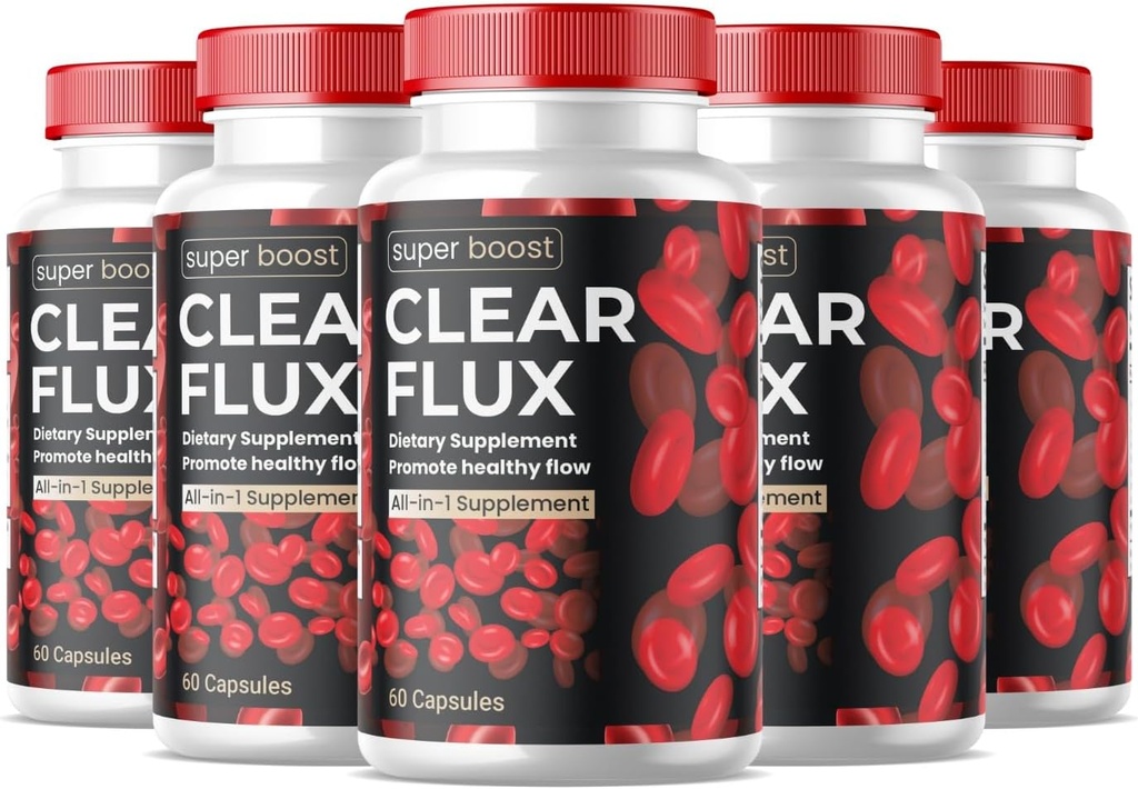 (5 Pack) Clear Flux Supplement Detox Cleanse, Capsules Blood Vessel Cleaner Support Avancerad Formel, ClearFlux Capsules Maximal Styrka Alla Naturliga Vitaminer Hälsa (300 kapslar)