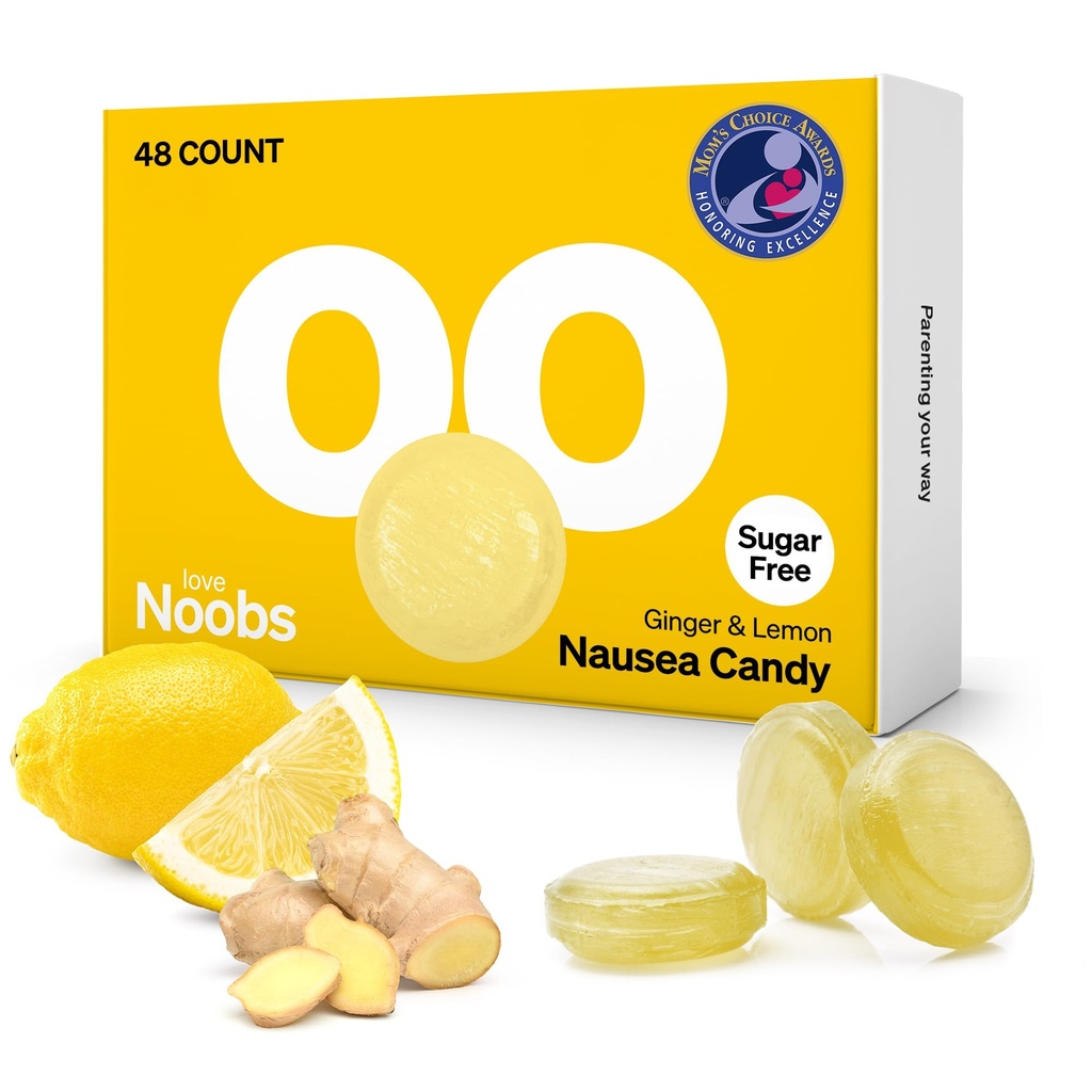 Lemon Ginger Candy för Nausea Graviditet av LoveNoobsTM, Anti Nausea Graviditet, Ginger Chews, Candy för Morning Sickness, Lemon Drops för Motion Sickness, Sugar-Free, B6
