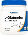 Nutricost L-Glutaminpulver (500 gram) Osmakad - Gluten Free & Non-GMO, 100 portioner