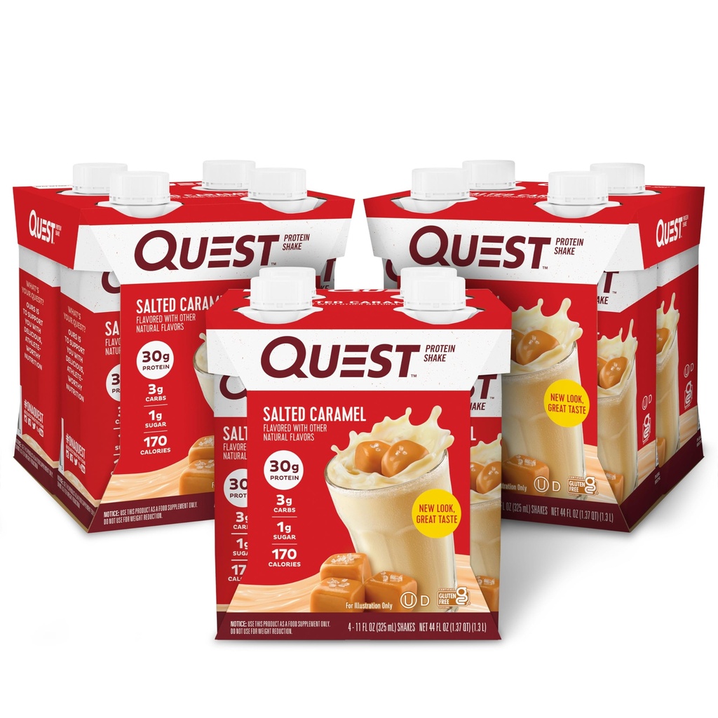 Quest Nutrition Redo att dricka Salted Caramel Protein Shake, 30g Protein, 3g Net Carbs, Gluten Free, Keto Friendly, 11 fl.oz 4 Count (Pack of 3)