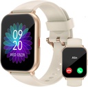 RUIMEN Smart Watches for Women Men (Answer/Make Calls, 2 Bands Included), 1,8" Smartwatch för iOS/Android Phones, Fitness Tracker Heart Rate/Sleep Monitor Digital Watch Waterproof Milky Vit vit