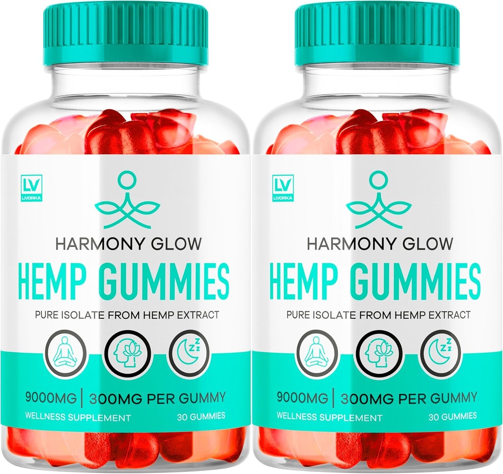 (2 Pack) Harmony Glow Gummies, Harmony Glow Hemp Gummies, Harmony Glow Supplement, Harmony Glow Natural Hemp, HarmonyGlow Hemp Gummies, Harmony Glow Multivitamin Gummys, 60 Gummies för 2 månader