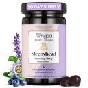 Winged Wellness Sleepyhead Natural Sleep Gummies for Women - Prime Sleep Support Aid for Adults with 3mg Melatonin, L-Theanine, 5-HTP - Blueberry Lavender Flavored - 30 Servings