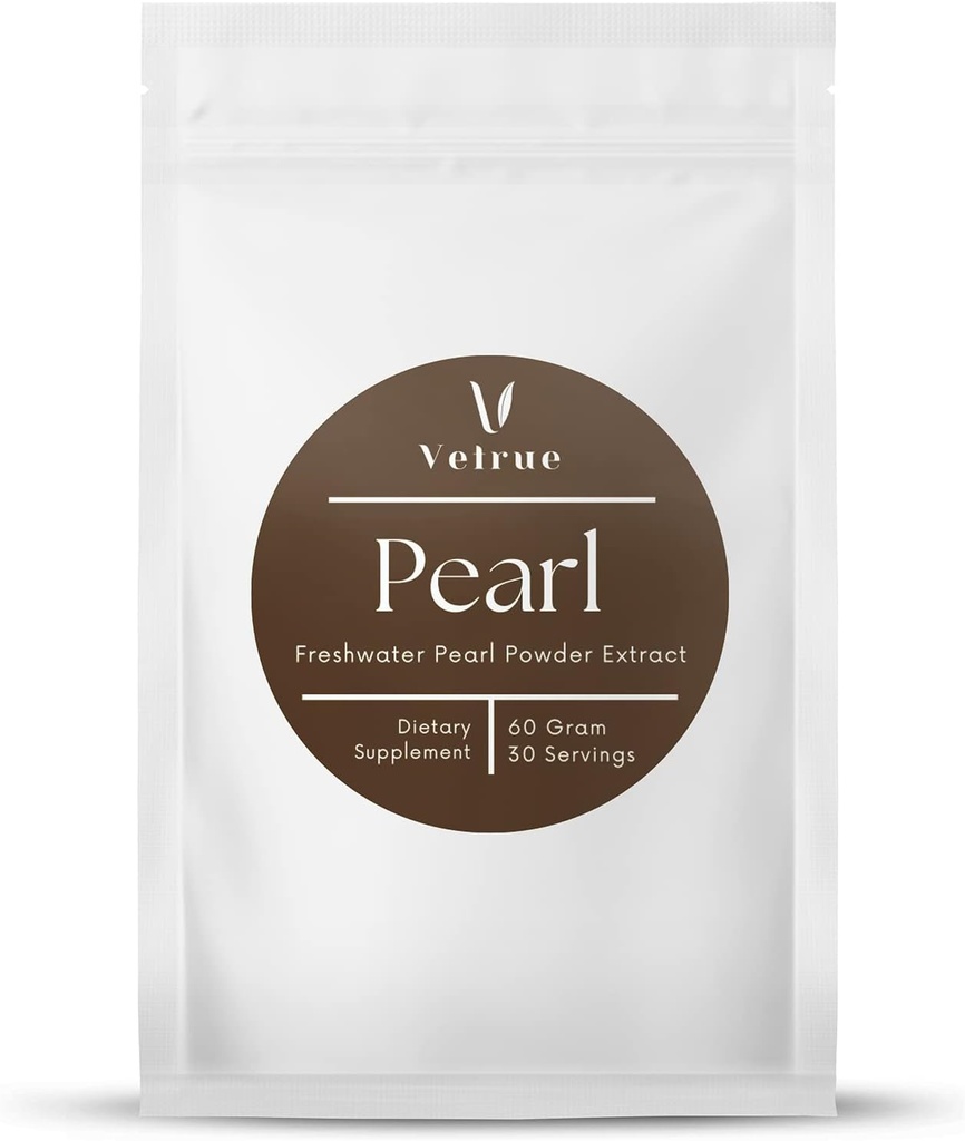 Pure Pearl Powder | 60 Grams | 100% naturliga ingredienser från färskvatten | Icke-GMO | Kosttillskott med kalcium och aminosyror (30 portioner)