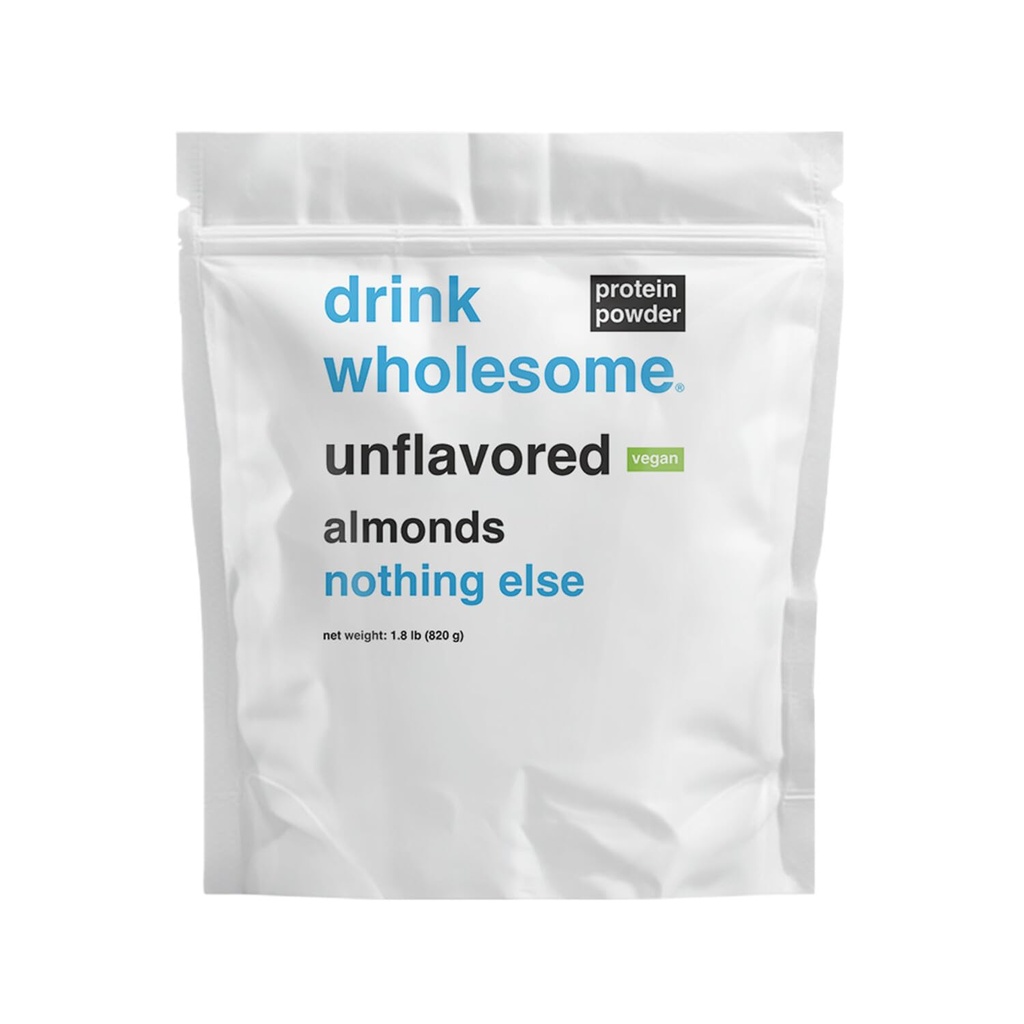 Drick hälsosam Vegan Unflavored Almond Protein Powder | för känsliga magar | Additiv & Dairy Free | Inga konstgjorda sötningsmedel | Inget uppblåsthet, gårtor eller gas | Ingen förstoppning eller diarré