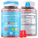Fosfatidylserin Supplement 100mg, Focus Gummies for Kids Teens + Vitamin C & D3 400IU, Sugar Free Kids Brain Gummies Öka uppmärksamhet och koncentration, Chewable, Vegan, Gluten Free, Non-GMO 60Cts