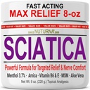 Sciatica Nerve Cream - Maximum Strength Comfort Cream för fötter, händer, ben, tår, tillbaka - naturlig Ultra Strength Arnica, MSM, Menthol, lugnande komfort, Large 8 Oz