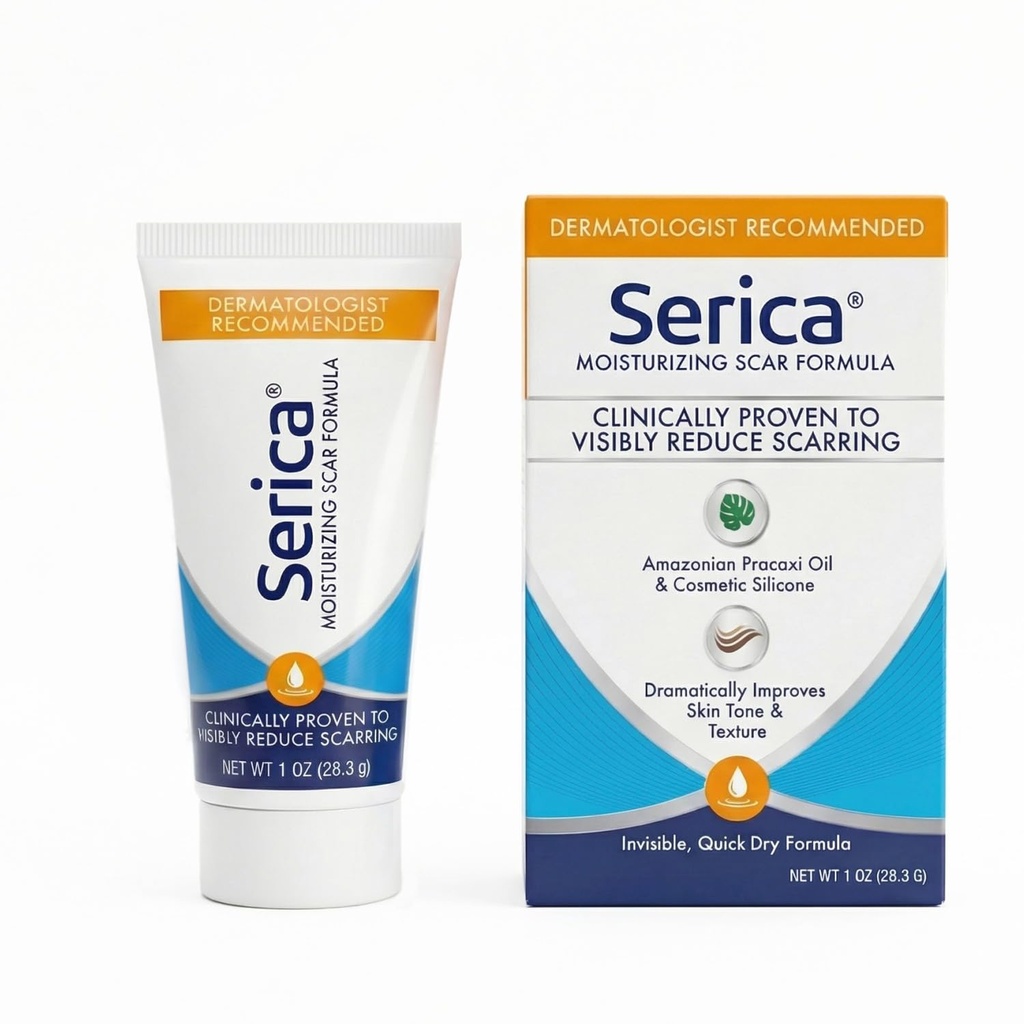 Serica Scar Gel Advanced Silicone Formula, Visibly Reduces Appearance of Scars from Surgery, Acne, Injuries - Clinically Proven Results, 1oz