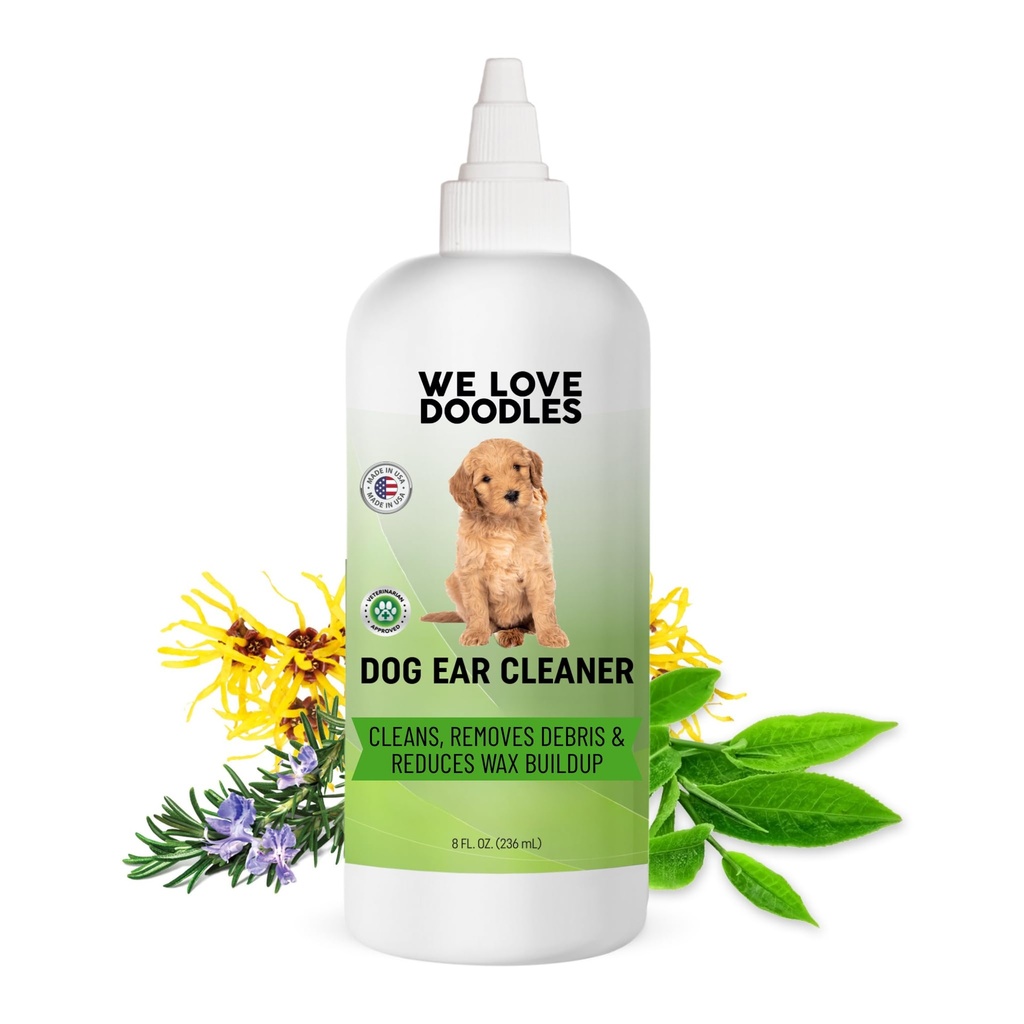 Vi älskar Doodles Dog Ear Cleaner | Ear Wash for Dogs | Made in USA | Natural | Clean Ear Drops | Förhindrar Infection, Itching & Odor | Puppy Ear Cleanser | Pet Cleaning Ears Solution