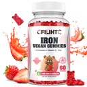 Iron Gummies for Kids, Women & Men, Iron Supplement with Multivitamin - Vitamin B Complex, C, B6, B12, Folate, Zinc for Anemia, Iron Deficiency, Blood Builder, Energy - Strawberry Flavor, Vegan 60ct