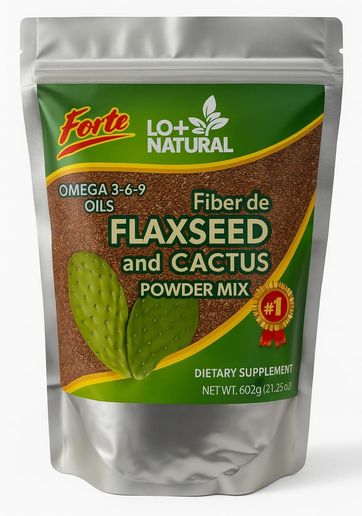Linaza con Nopal Forte - 8 oz - 100% naturlig linfrö & Nopal Cactus Powder - Fiber-Rich Digestive Support - Ground Blend Dietary Supplement - Vegan & Non-GMO