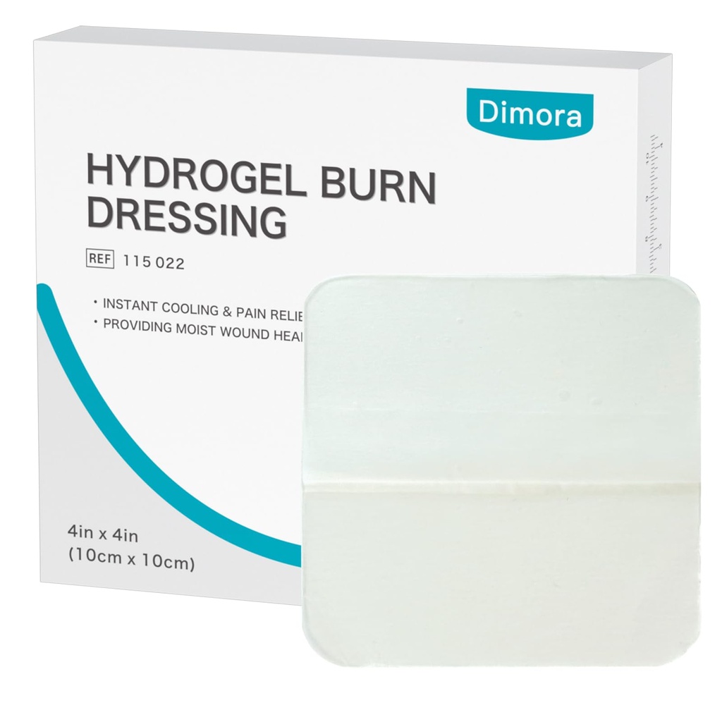 Dimora Hydrogel Burn Dressing 4 "x 4" - Bränn och sår Instant Cooling Relief för Minor Burns & Wounds, Soothing Moist Burn Pads för 1st-2nd Degree Burns, Cuts, Abrasions (10 Count)