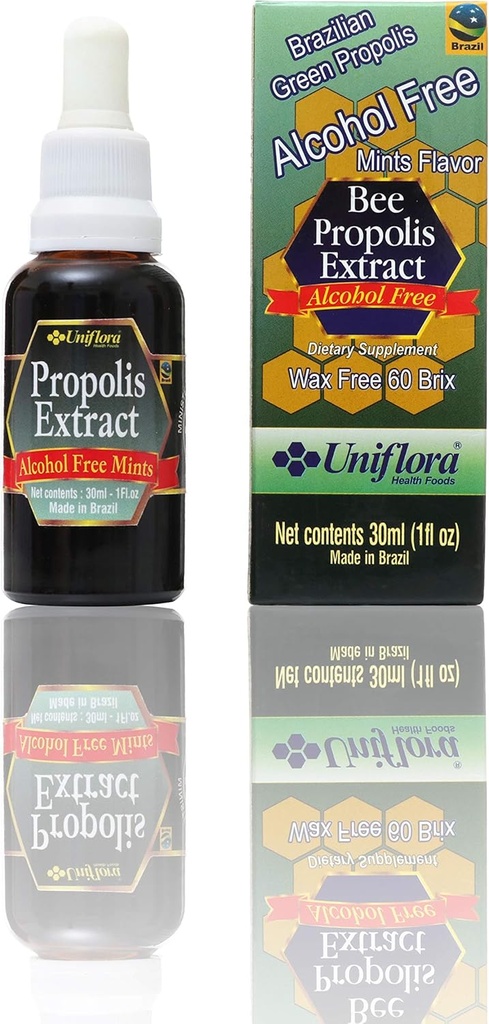Uniflora Brazilian Green Bee Propolis - 60 Brix - Alkoholfri flytande extrakt - Mint smak - 30 ml
