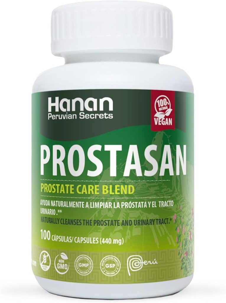 Hanan Prostasan Prostate Care Blend | 100 kapslar | Naturligtvis hjälper till att rensa prostata och urinvägarna