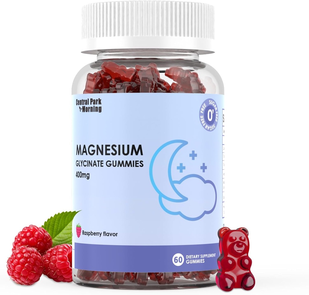 Magnesium Glycinate Gummies 400mg, Vuxen Sugar Gratis Magnesium Glycinate Supplement, Muscle, Bone Support - 60 Organiska Gummies