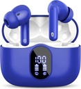 Trådlösa öronproppar Bluetooth 5.3 Hörlurar Baserar Stereo Ear Buds med bulleravbrytande Mic LED-display i hörlurar IP7 Vattentät 36H Playtime för Laptop Pad Phones Sports Workout Blue