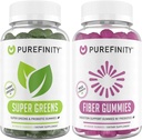 PUREFINITY Fiber + Super Greens Gummies Bundle (Inulin FOS Prebiotic Fiber Gummies + Super Greens Gummies - Dagliga Supergreens med Spirulina, Alfalfa, Spinach, Broccoli, Beet Root, Acai)