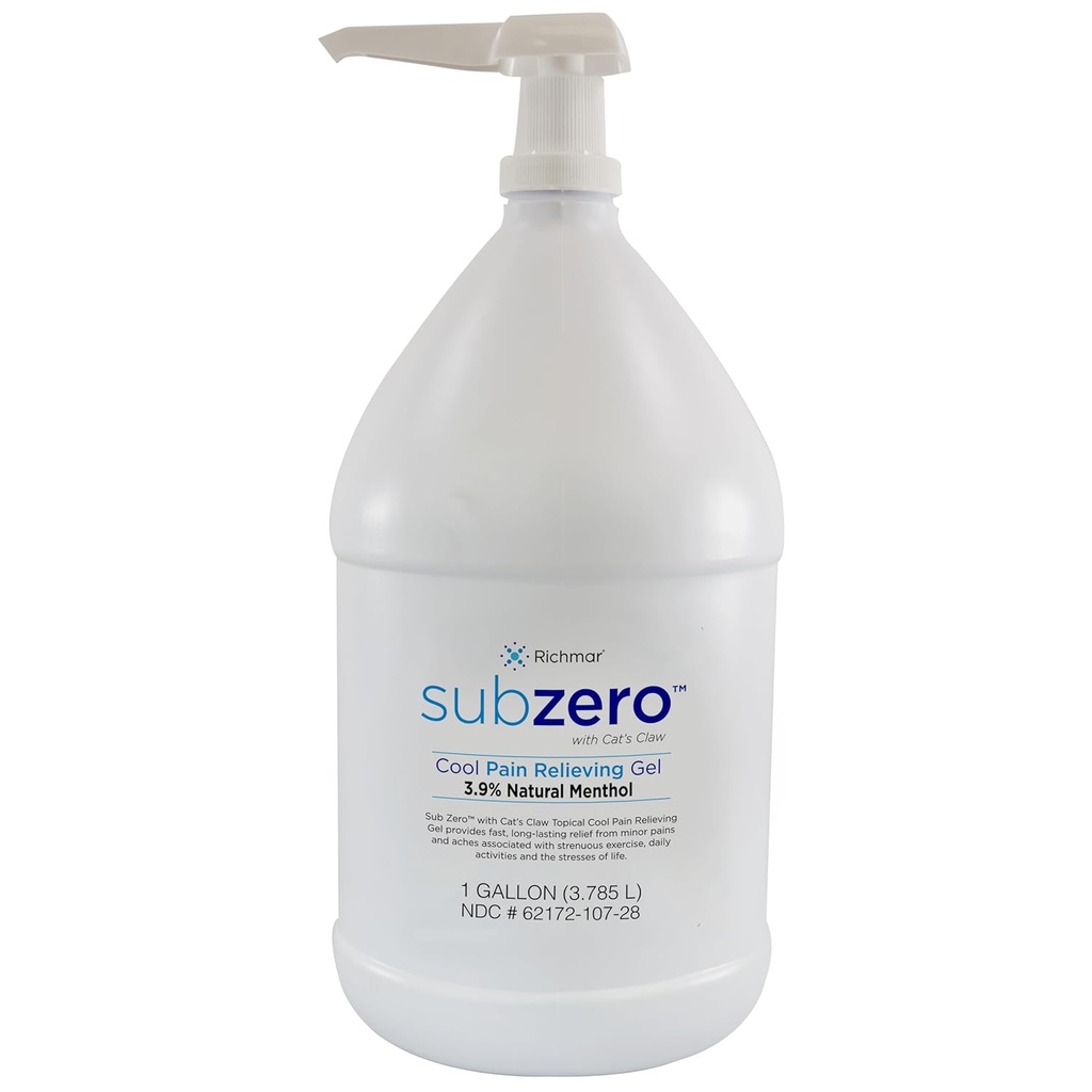 Sub Zero Cooling Pain Relief Gel, 1-Gallon Bottle med Pump - Joint Relief och Nerve Pain Relief Cream för Muscle Deep Pain Relief och artrit Relief