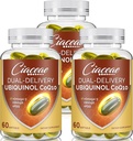 Ubiquinol CoQ10 600 MG Softgels med Omega-3 & Shilajit & PQQ, Advanced Dual-Delivery Coenzyme-Q10, Active CoQ10 Ubiquinol Supplement för fertilitet, antioxidant, hjärta, hjärna och energi, 180 portioner