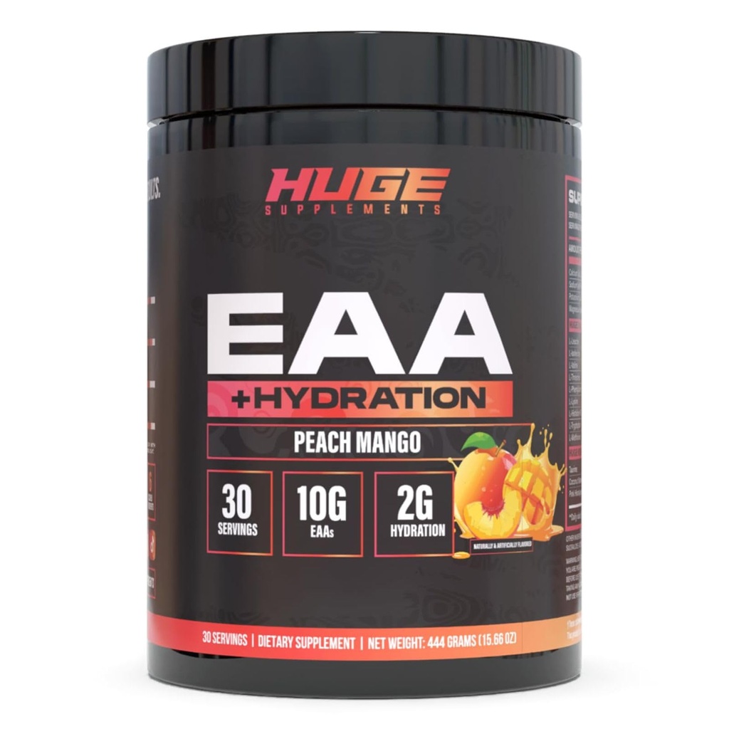 Enorma EAA Supplement, Högsta Doserade Essential Amino Acid Powder, 12,8 g EAAs & 8g BCAA Per Servering, Muskeltillväxt, Återhämtning & Prestanda (Peach Mango)