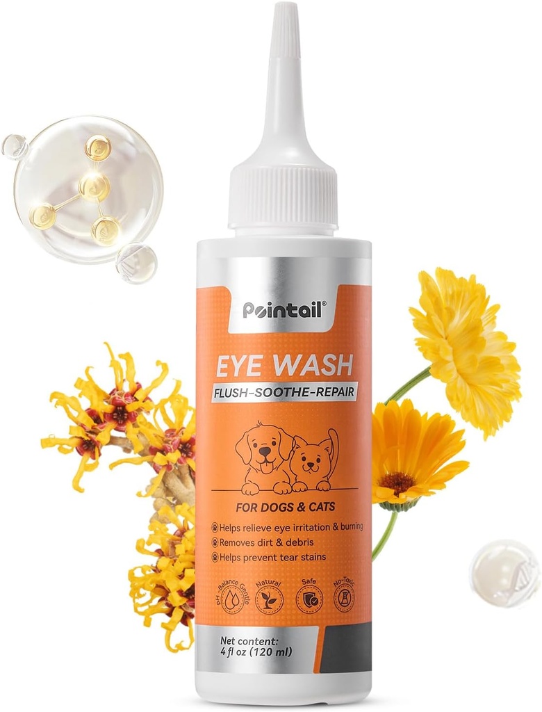 Hund Eye Drops, Eye Infection Behandling för hundar och katter, Eye Wash, Irritation Relief, Förhindra Tear Stains, Rinse Drops, Eye Care Cleaner för att ta bort skräp, Gentle Formula, 4 oz
