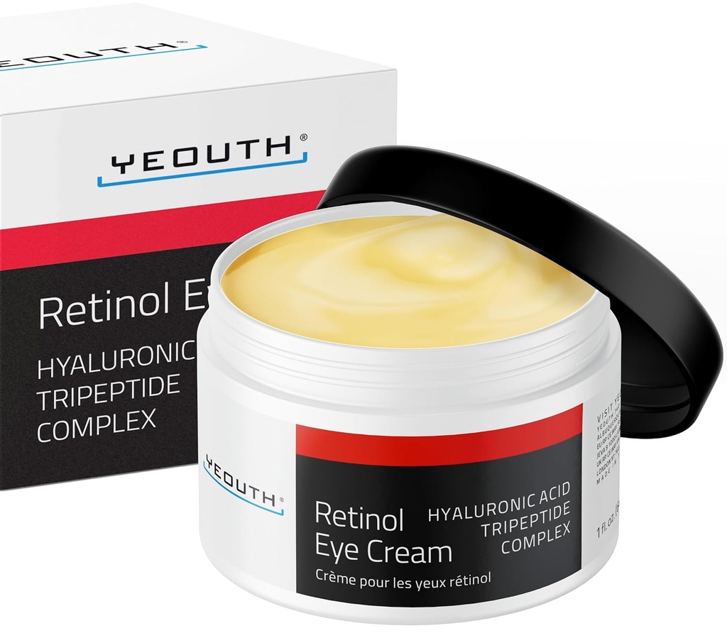 YEOUTH Retinol Eye Cream Anti Aging, Firming Under Eye Cream för Puffiness och väskor under ögon för rynkor och mörka cirklar med Hyaluronsyra och Tripeptider 1oz