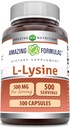 Fantastiska formler L-Lysine 500 mg kapslar Aminosyra tillskott | Icke-GMO | Glutenfri | Tillverkad i USA (500 greve)