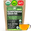 US Wellness Naturals Organic Gunpowder Green Tea | Loose Leaf | Premium kvalitet | 100% certifierad ekologisk grön te | 16oz / 453g | 200 + koppar