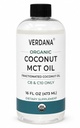 Verdana Organic MCT Oil 16 oz - Food Grade USDA Organic for Keto Coffee, Unflavored Natural Oil Pulling Mouthwash & Massage - Coconut Derived, Fractionated - Medium Chain C8 C10 - Non-GMO, Kosher