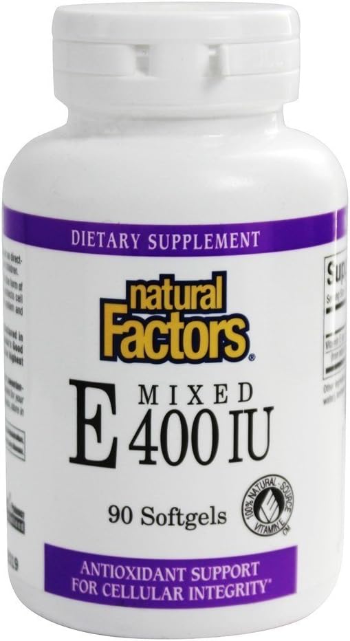 Naturfaktorer Vitamin E Mixed 400 IE, Antioxidant Support för cellulär integritet, 90 Softgels