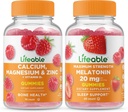 Livlig kalcium, Magnesium, Zink & Vitamin D + Melatonin 20mg, Gummies Bundle - Stor smak, vitamintillskott, Gluten Free, GMO Free, Chewable Gummy