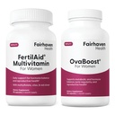 FertilAid för kvinnor & Ovaboost Combo, kvinnlig fertilitetsförsörjning och naturlig fertilitets vitamin med myo-inositol, vitex och vitaminer för att stödja ägglossning, cykelregularitet och äggkvalitet, 1 månads leverans