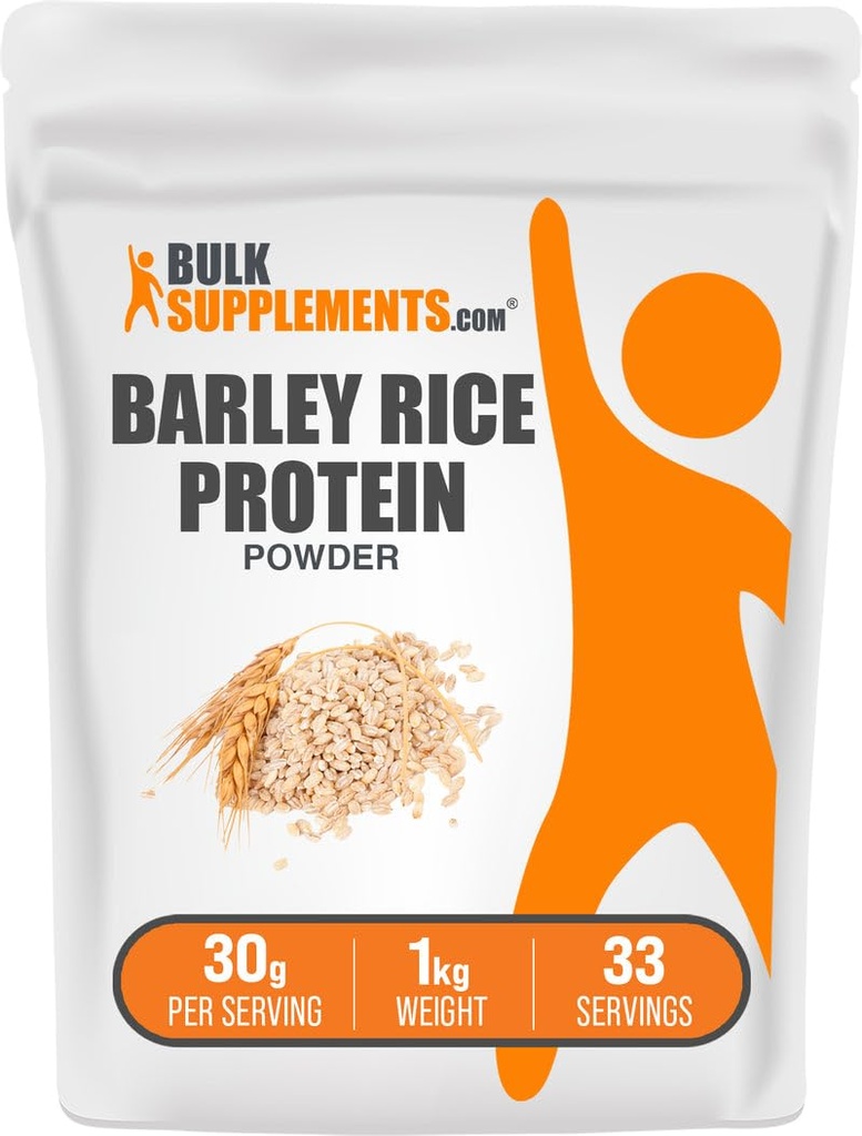 BulkSupplements.com Barley Rice Protein Powder - Vegan Protein Powder, Sport Nutrition - Unflavored & Dairy Free, 30g per Servering, 1kg (2,2 lbs) (Pack av 1)