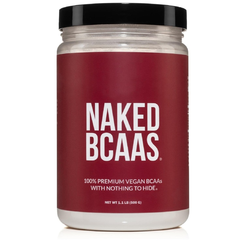 NAKED BCAAs Aminosyror pulver, endast 1 ingrediens, Pure 2:1:1 Formel, Vegan Unflavored Branched Chain Aminosyror, Instantized All Natural BCAA Supplement - 500 Grams, 100 portioner