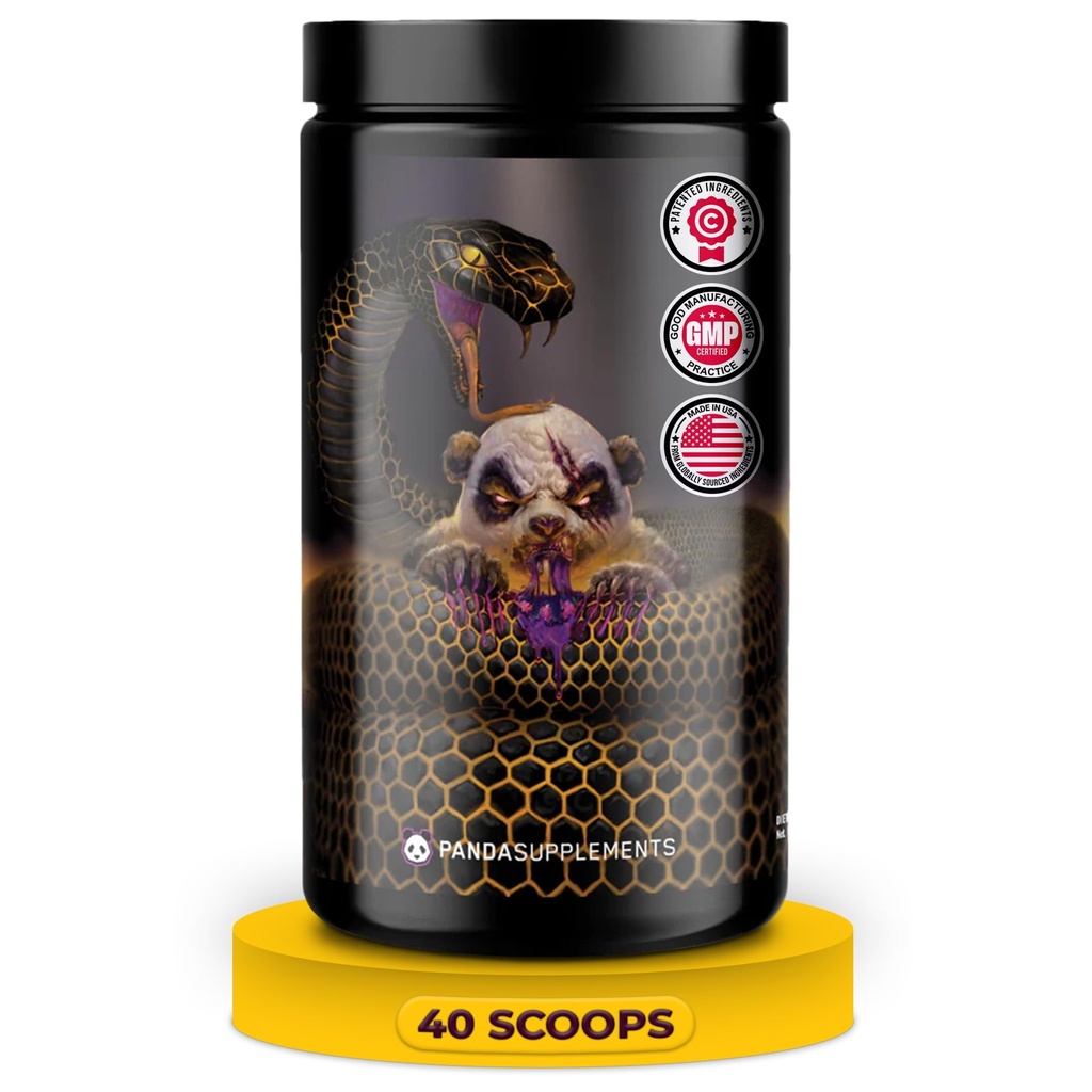 Undergound Bio Labs: Panda Supps Pandamic, Extreme Pre Workout för maximal prestanda, pump och fokus (40 skopor) (Grape Bubblegum)