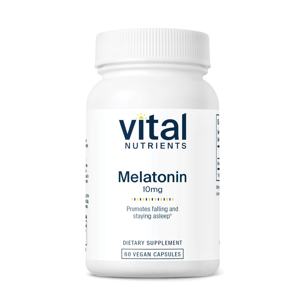 Vital Nutrients Melatonin 10mg | Vegan | Sömntillskott för att stödja kroppens naturliga sömncykel * Gluten, Dairy, Soy Free | 60 kapslar