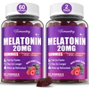 Melatonin Gummies 20mg för vuxna - Maximal styrka Melatonin Gummies med L-Theanine, Magnesium, Omega-3, MSM, D3 & Zink - Non-Habit Forming, Vegan, Non GMO, Natural Mixed Berry Flavor