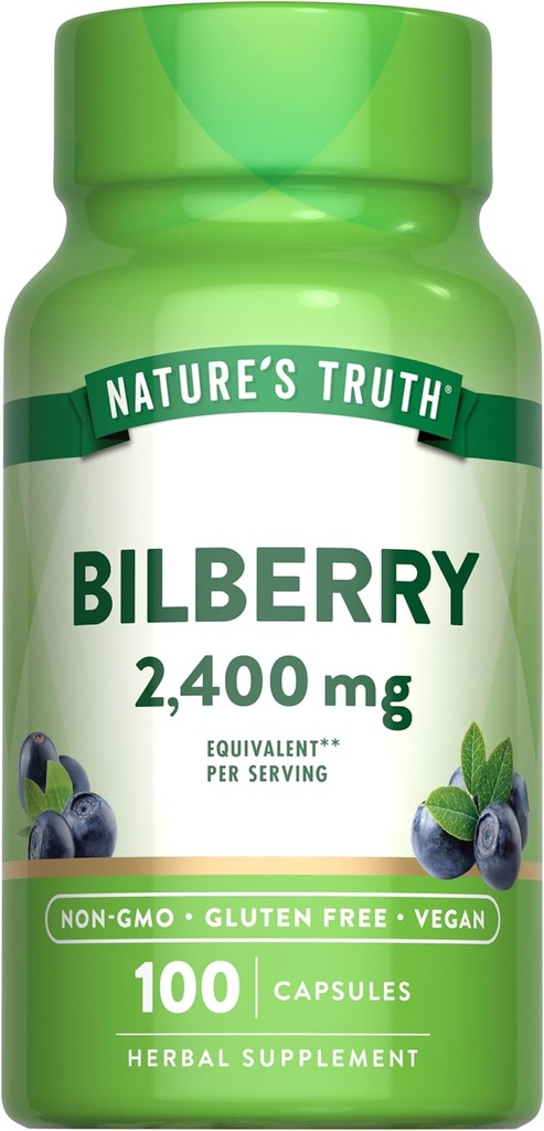 Naturens Sanning Bilberry extrakt kapslar | 2400mg | 100 greve | Non-GMO & Gluten fri tillägg