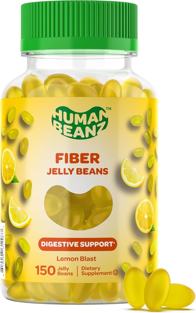 Fiber Jelly Bean Gummies för vuxna, Fiber Supplement för Digestive Health, Vegetarian Fiber Gummy, 150 Jellybeans