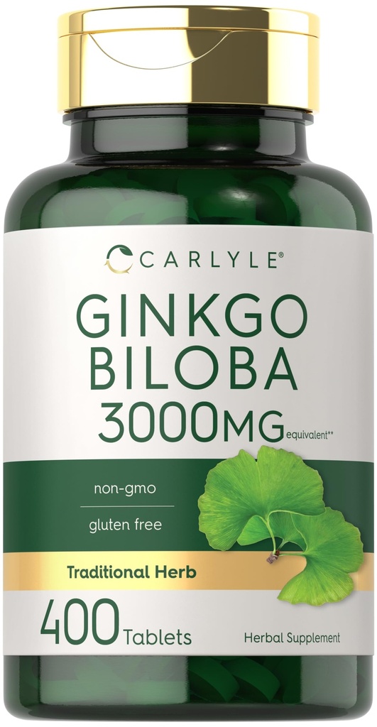Carlyle Ginkgo Biloba 3000mg | 400 tabletter | Non-GMO, Gluten Free Herbal Supplement